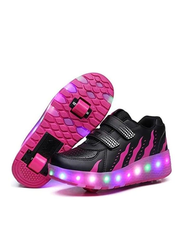 Roller Skates Shoes Girls Boys Double Roller Shoes Kids Outdoor Luminous Shoes for Kids (Color : Pink-33)