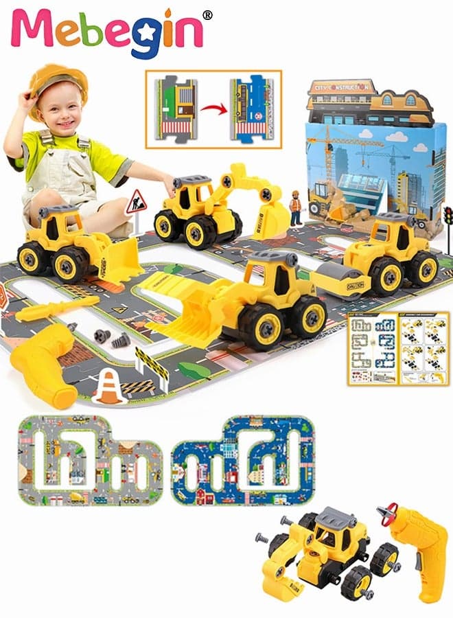 Construction Vehicle Toys With Play Mat For Kids Disassembly And Assembly Of Track Toy Car Perfect Toy Cars Party Supplies