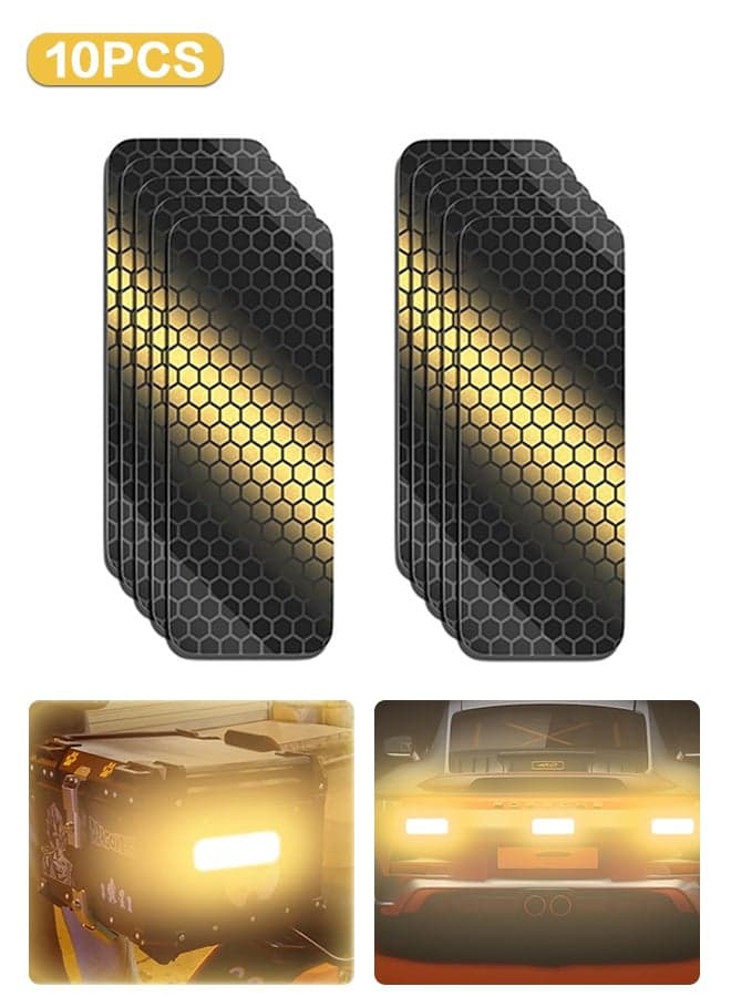 10 Pcs Super Reflection Reflective Stickers, Safety Reflective Tape for Car Bike Mailbox Helmet, Black Conspicuity Tape Outdoor Waterproof 3.15" X 1.18"