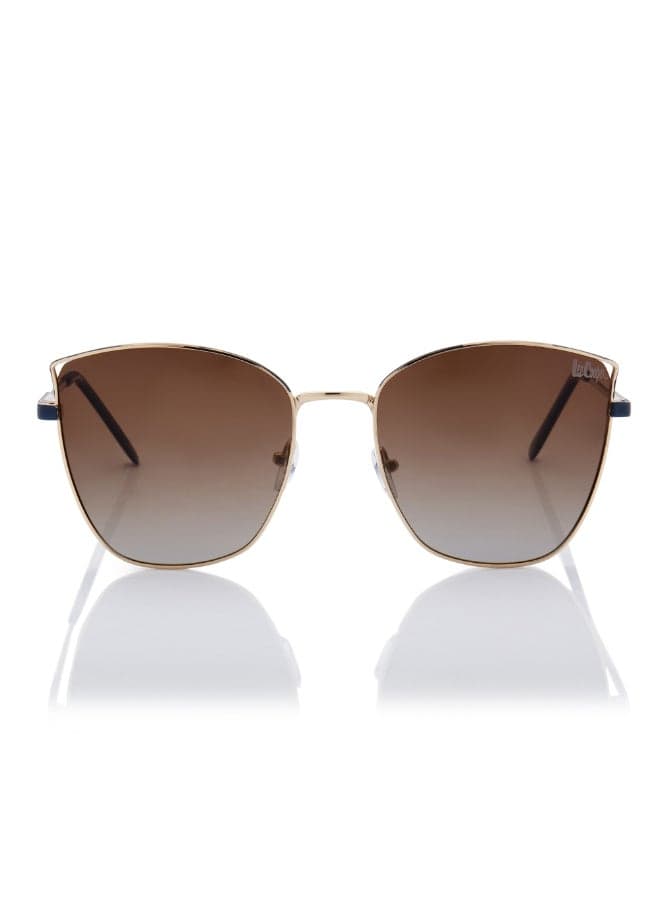 Women Polarized Sunglasses Gold Frame Gradient Brown Mirror Lens 59mm - LC1202C02