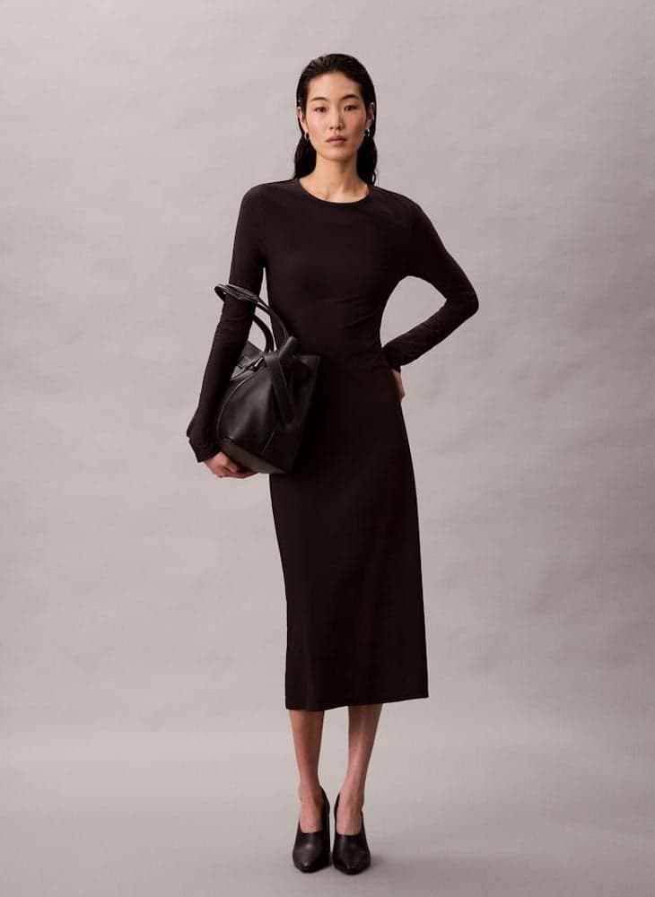 Back Cutout Long Sleeve Midi Dress