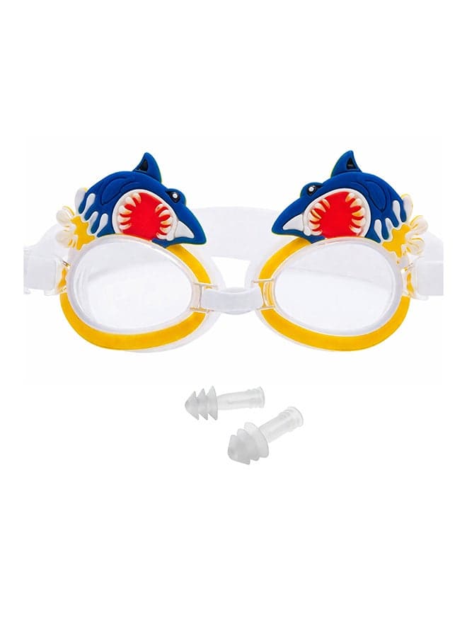 Kids Swimming Goggles – Cartoon Shark Design Swim Glasses, Anti-Fog UV Protection, Adjustable Strap, Leak-Proof Comfortable Fit for Children, Blue & Yellow