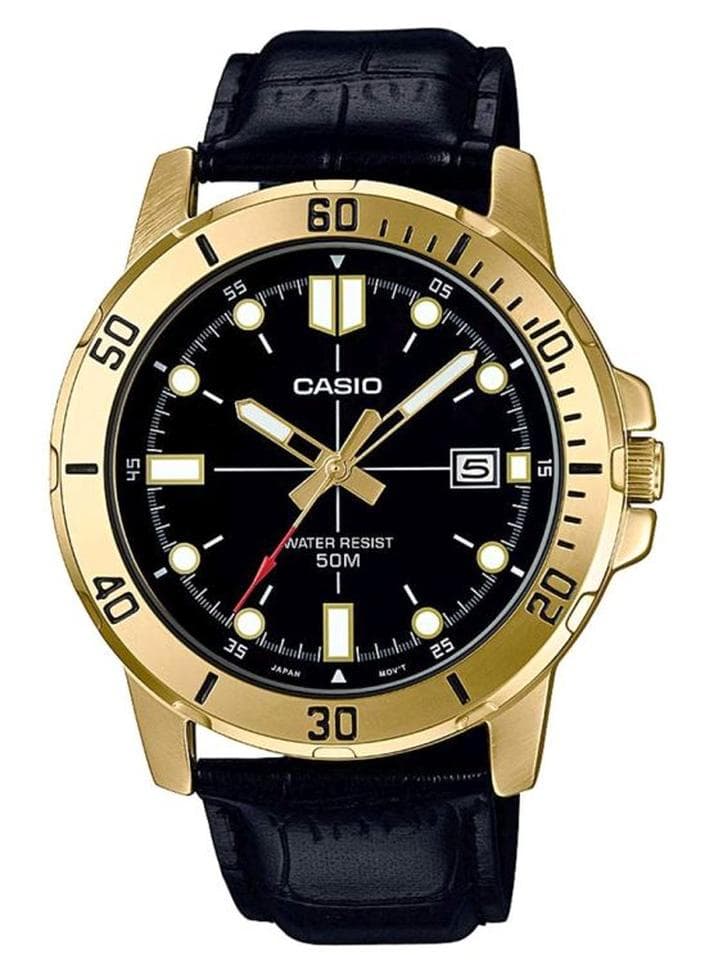 Men Water Resistant Analog Watch Mtp-VD01GL-1EVUDF - 45 mm - Black