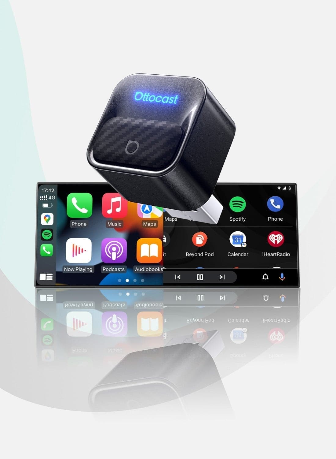 Ottocast Mini Cube 4.0 Mini Pico Core Wireless CarPlay & Android Auto Adapter, One-Touch Device Switching, WiFi 6 & Bluetooth 5.4 Ultra-Fast Connection, Plug & Play