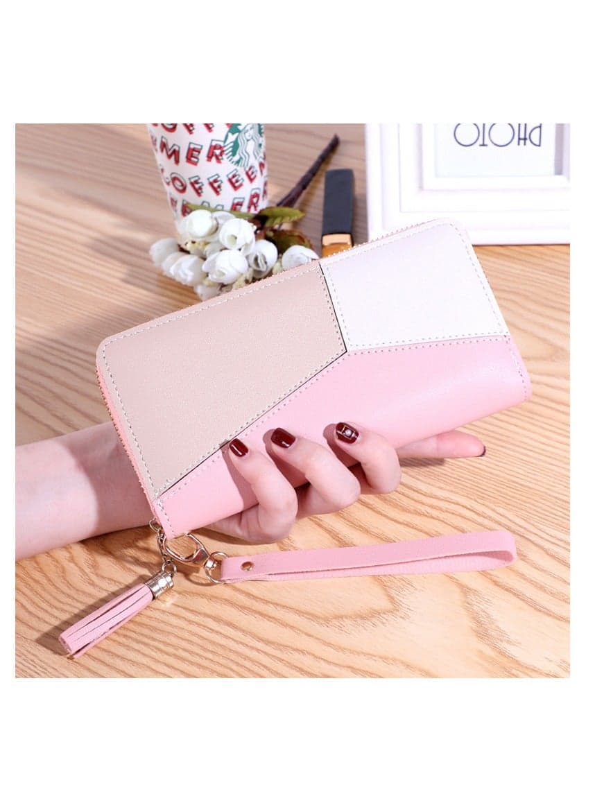 Womens Wallet Pu Leather Long Wallet For Women Card Holder Organiser Wristlet Clutch With Zipper Pocket Coin Purse with Tassel and Pendant