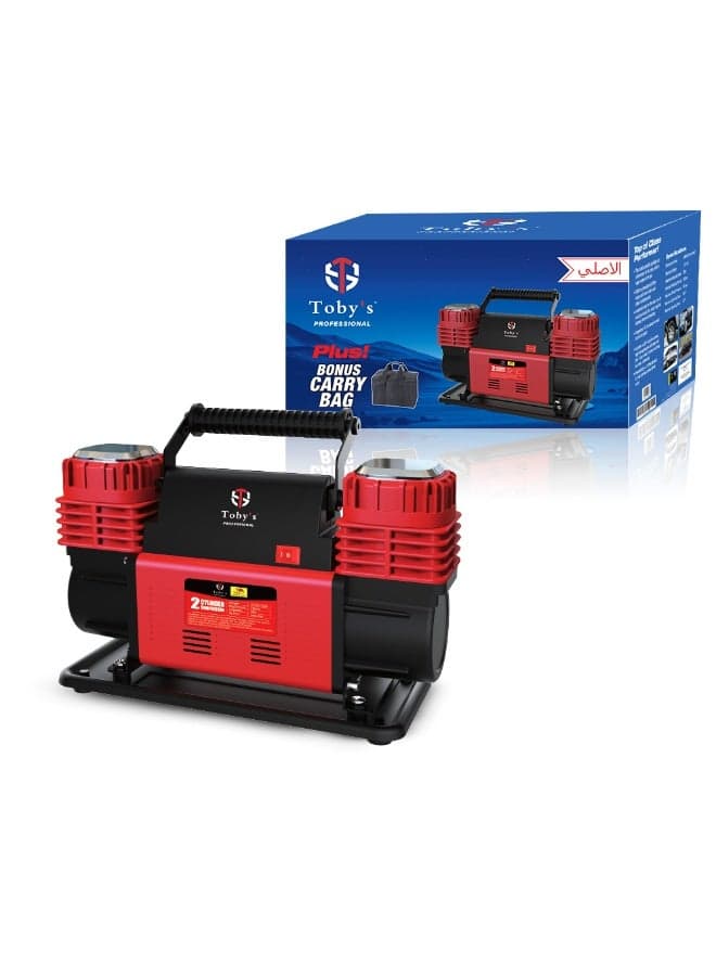 2 Cylinder Air Compressor Pump Heavy Duty - DC 12V Tire Inflator 150 PSI for Cars 4x4 Off-Roaders SUVs RVs Trailers Pickups etc.