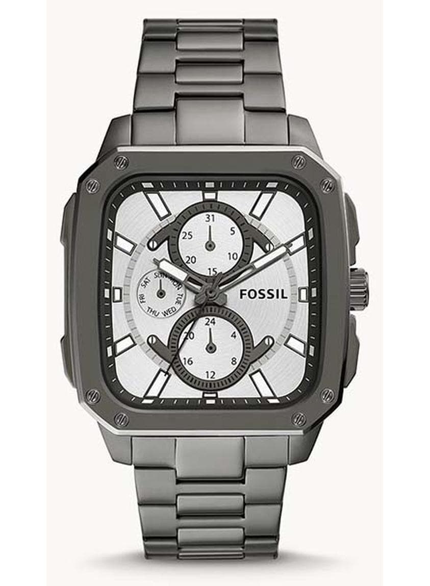 Men Inscription Rectangle Shape Stainless Steel Chronograph Wrist Watch BQ2657 - 42mm - Grey