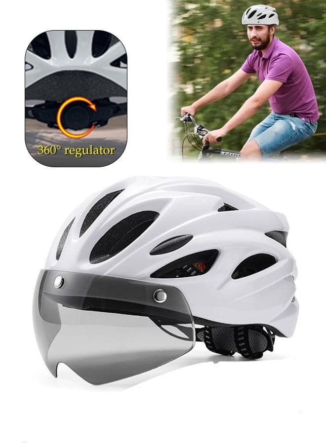 Adults Bike Helmet For Men Women, Bicycle Helmet with Detachable Magnetic Goggles, Lightweight and Breathable, Mountain & Road Bicycle Helmets for Adult Men Women Outdoor Riding