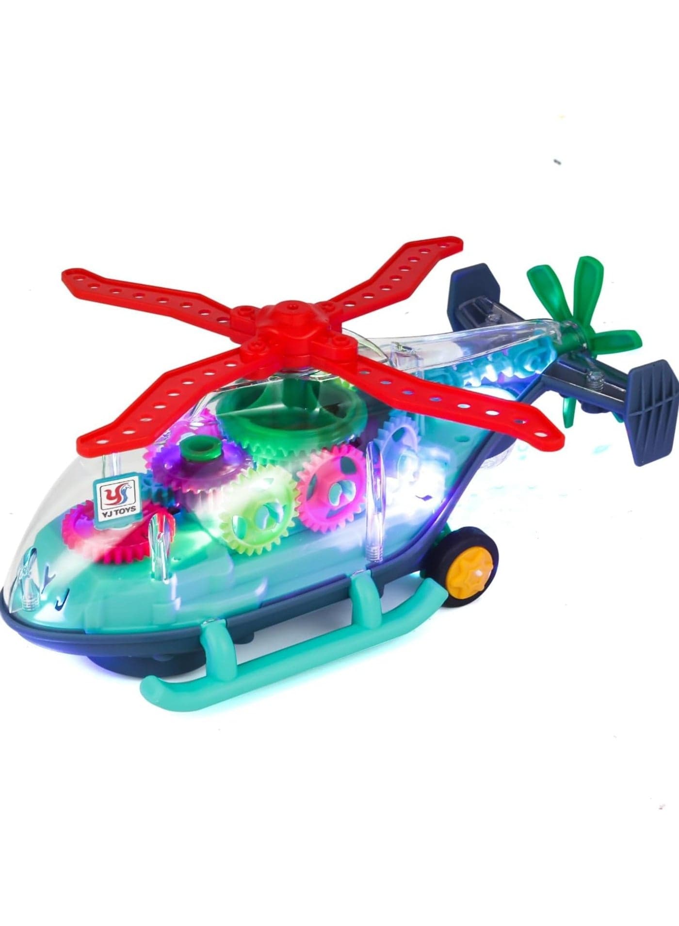 Light Up Transparent Airplane & Helicopter Toy - Moving Gears, Music & LED Effects | Fun Educational Gift for Kids | UAE Shipping