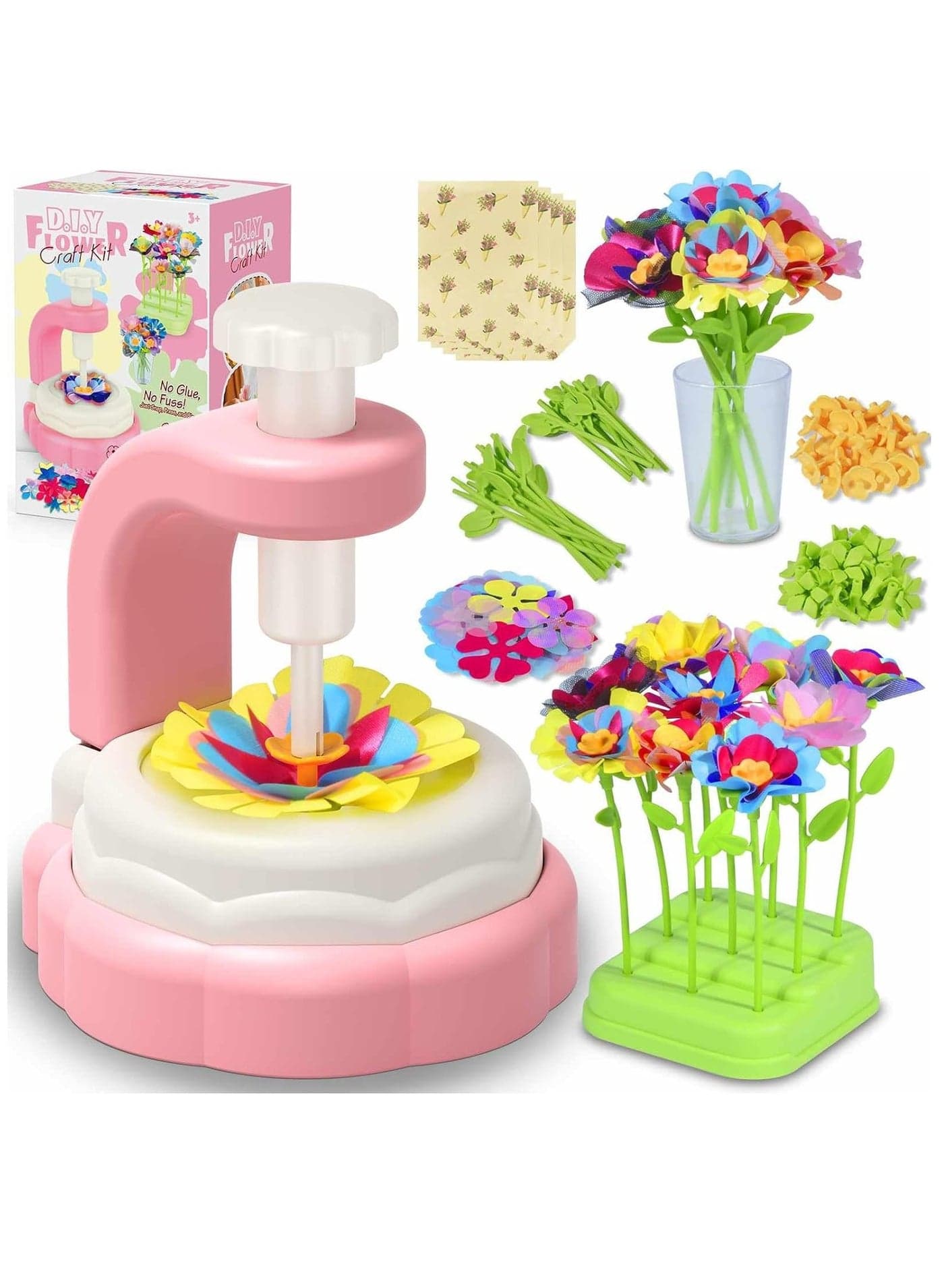 DIY Fabric Flower Bouquet Toys, Arts and Crafts Kits for Kids Aged 3+, Creative Bouquet Making Kit for Kids, Flowers Crafts for Boys and Girls Over 3 Years Old, Educational Montessori Toys