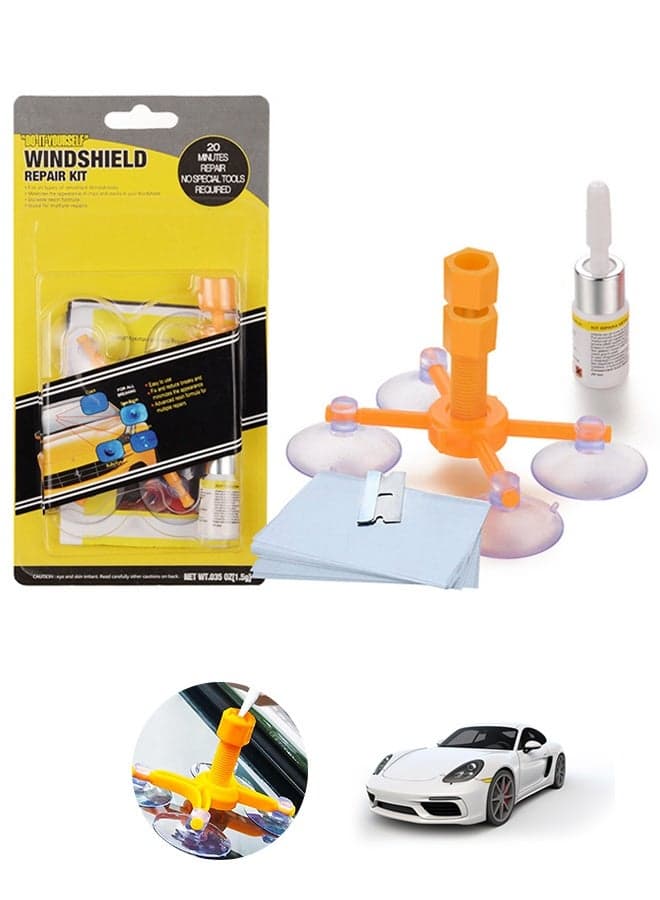 Car Windshield Repair Kit - Windshield Chip Repair Kit with Windshield Repair Resin for Fix Auto Glass Windshield Crack Chip Scratch