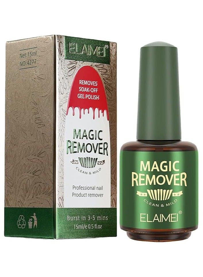 Gel Nail Polish Remover, Magic Nail Polish Remover, Easily & Quickly Removes Soak-Off Gel Polish, Don't Hurt Nails, Professional Non-Irritating Nail Polish Remover-15ml