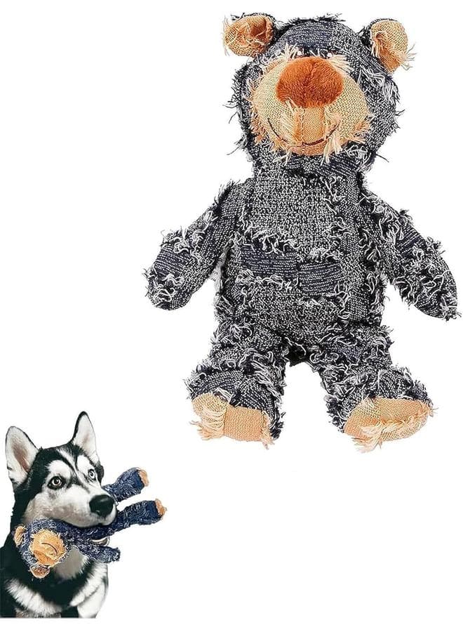 Indestructible Bear Dog Toy, Unbreakable Stuffed Plush Dog Toys, Interactive Bear Dog Toy Dog Companion for Heavy Chewers Durable Squeaky Dog Toys