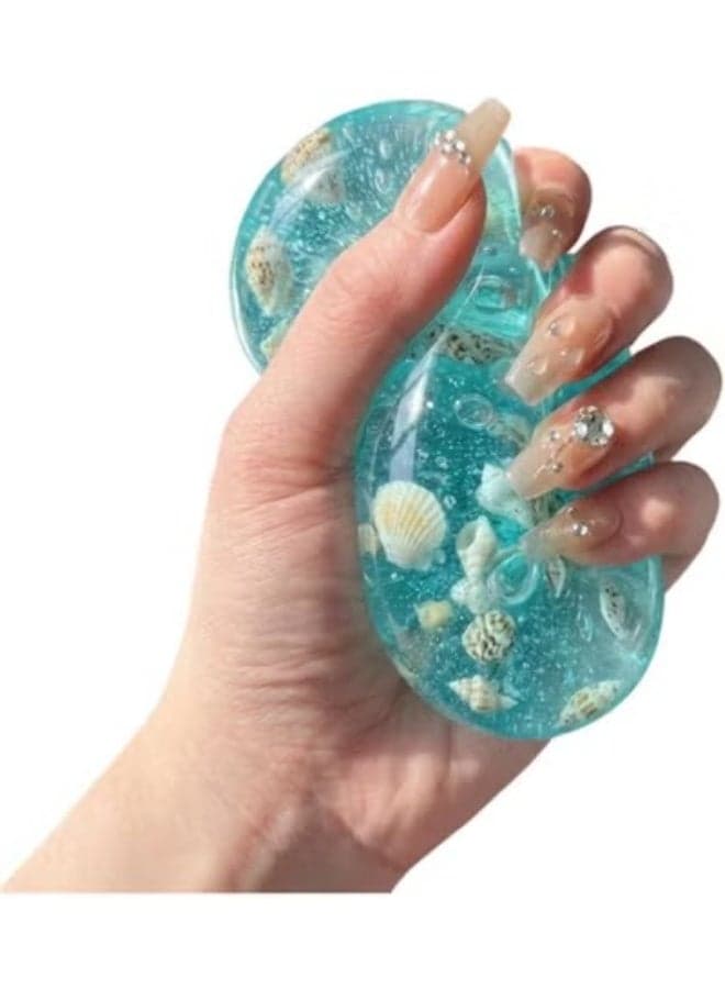 Handmade Coconut Oil Squishy Ball, Slow Rising Squishys, 2.3 in Super High Moldable Stress Ball, Soft and Non-Sticky, Improving Focus, Reusable (Blue)