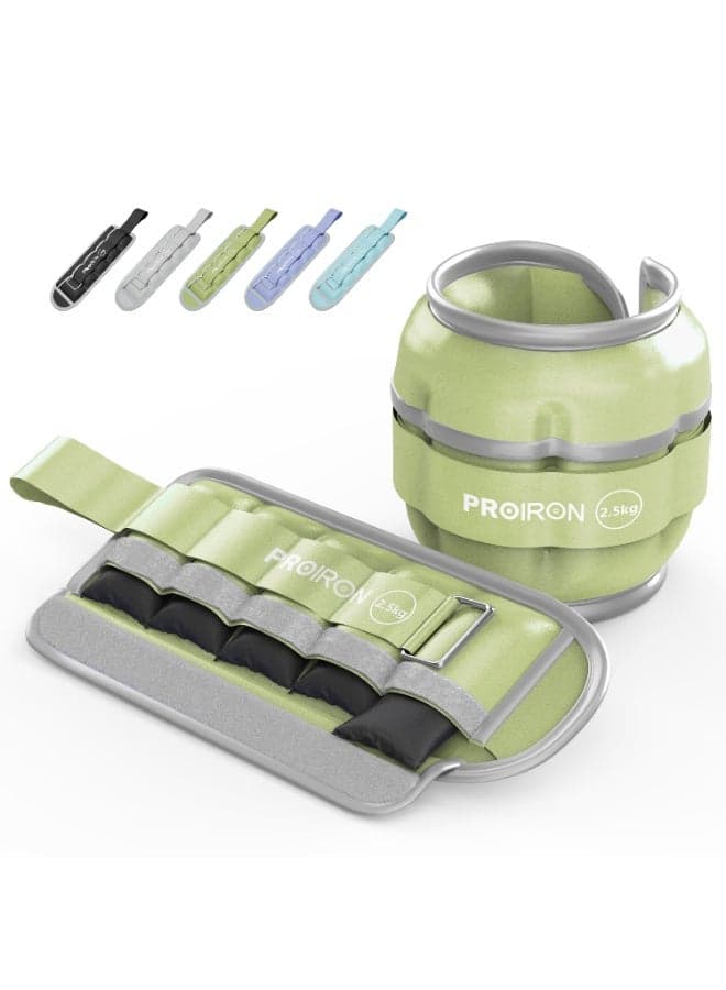 PROIRON Adjustable Ankle Weights 1 Pair 1 2 3 4 5kg Leaher Arm Leg Weights Reflective Wrist Weights Set for Fitness Exercise Jogging Aerobics 0.5-2.5 kg Each Ankle