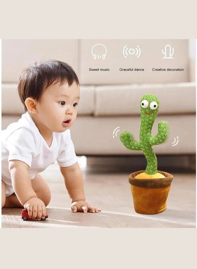 Dancing Cactus Talking Toy, Cactus Plush Toy, Wriggle & Singing Recording Repeat What You Say Funny Education Toys for Babies Children Playing, Home Decorate