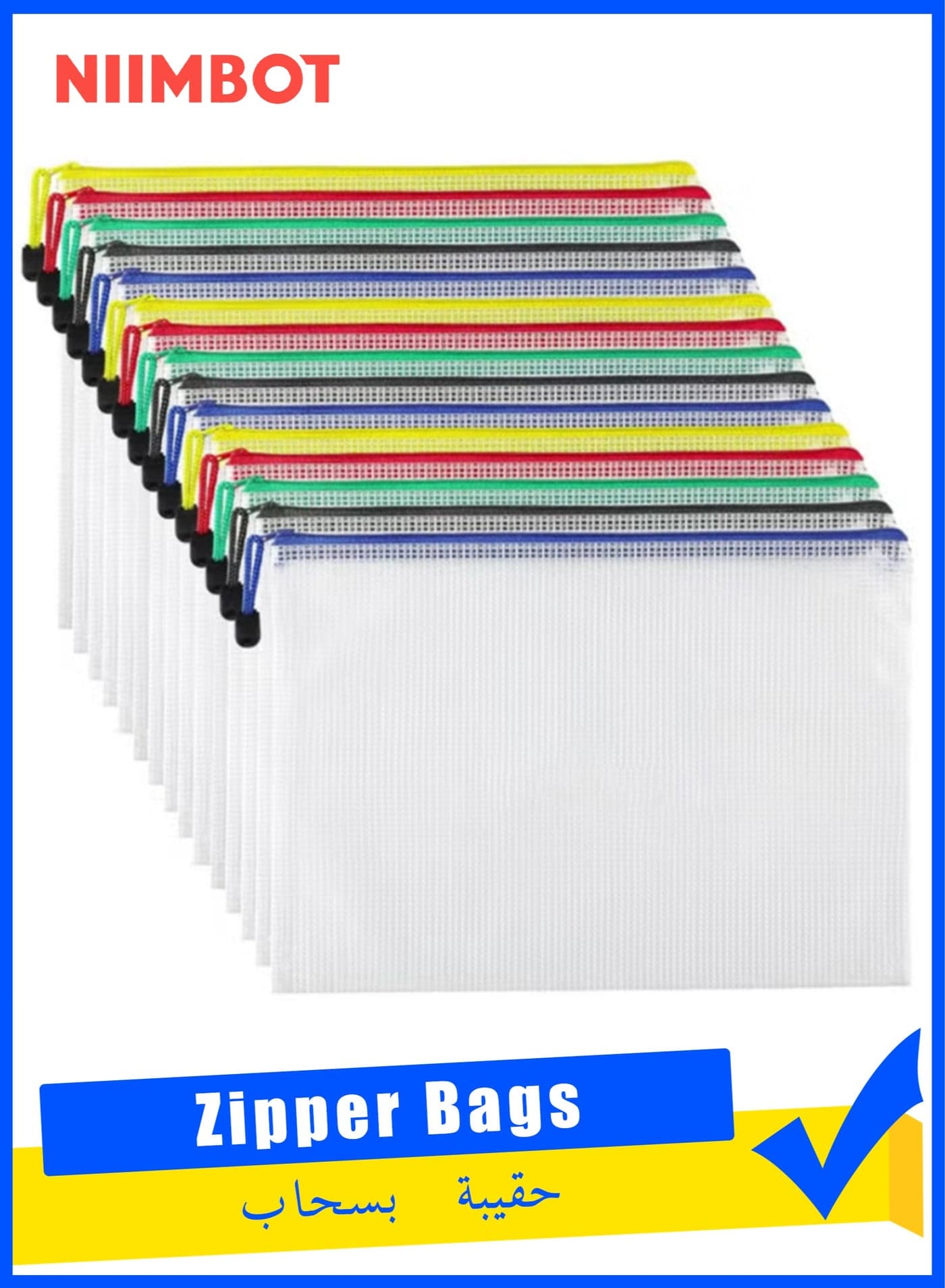 15 Pcs Mesh Zipper File Bags Mesh Zipper Pouch, File Folders, Waterproof Zipper Bags, 5 Colors A4 Size Plastic Document Pouch for Travel Storage, School Supplies, Office Appliances