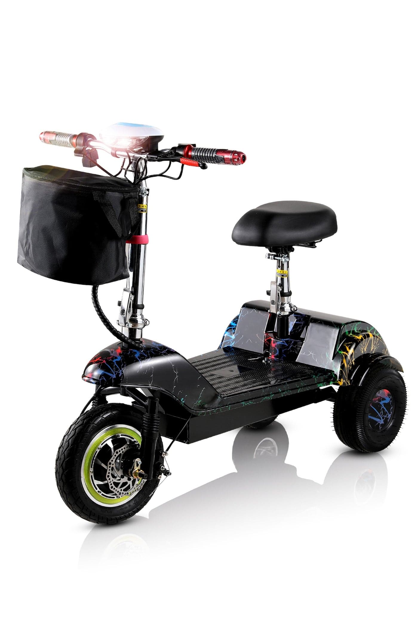 Mytoys Adult Electric Mobility Scooter MT640 350W Brushless Motor Max Speed 35Km/H Drive, Three Gear 12Inch Tire in Front, Rear Flashing Turn Signals, Folding Commuting Scooter 36V 12AhBattery