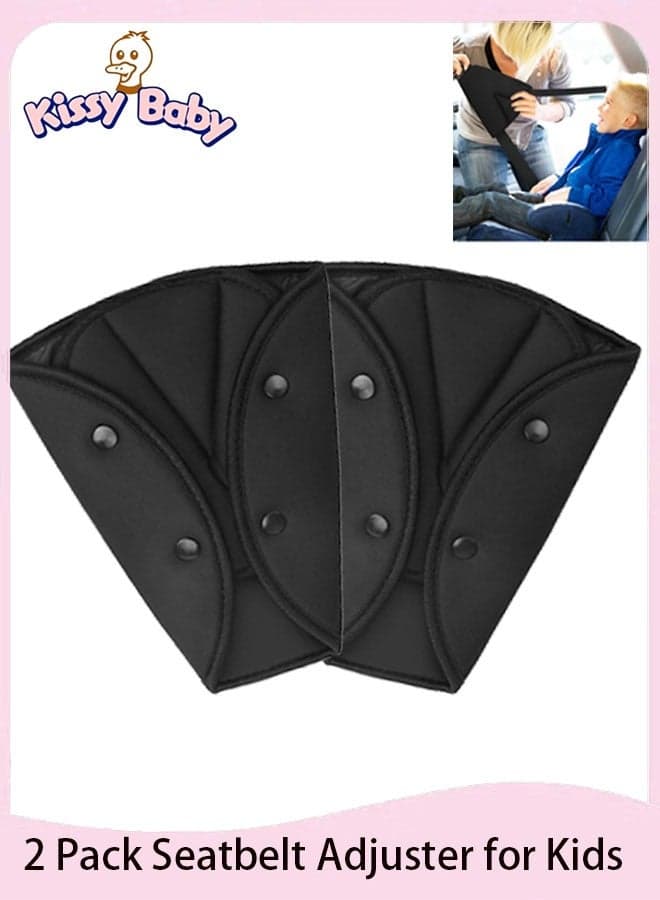 2 Pack Seatbelt Adjuster for Kids Car Child Seatbelt Adjusters Belt Cover Strap Protector Pad for Children Baby Adult Shoulder Neck Safety Triangle Positioner Black