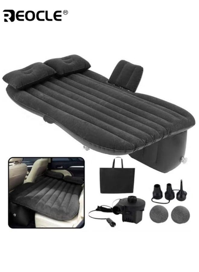 House Car Air Mattress Removable Black Backseat Air Bed with Air-Pump Portable Car Travel Bed with Pillows Fits Most Car Models for Travel Hiking Camping Trip & Outdoor Activities