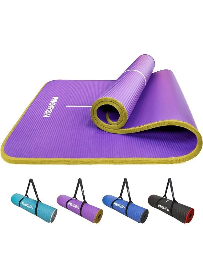 PROIRON Yoga Mat Non-Slip Eco Friendly NBR All-Purpose 10mm Thick Exercise Mat High Density Anti-Tear Pilates Mat with Carrying Strap for Yoga Pilates and Gymnastics - 183cm x 66cm x 1cm - 4 Colors