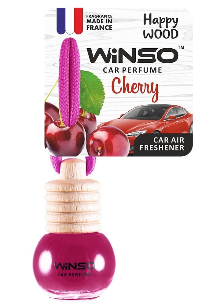 Car Air Freshener Happy Wood Cherry a Fragrance With an exotic and enchanting Aroma. Fragrance is made in France C160 (5.5ml)