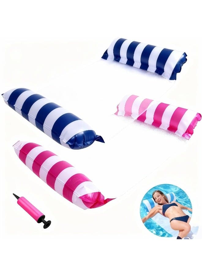 3 Pack 2 Inflatable Hammock Pool Floats with 1 Air Pump . 4-in-1 Design Conversion. Adult Size Pool Floaties Toys, Multi-Purpose Floats for Swimming Pool, Saddle, Lounge Chair, Hammock, Drifter.