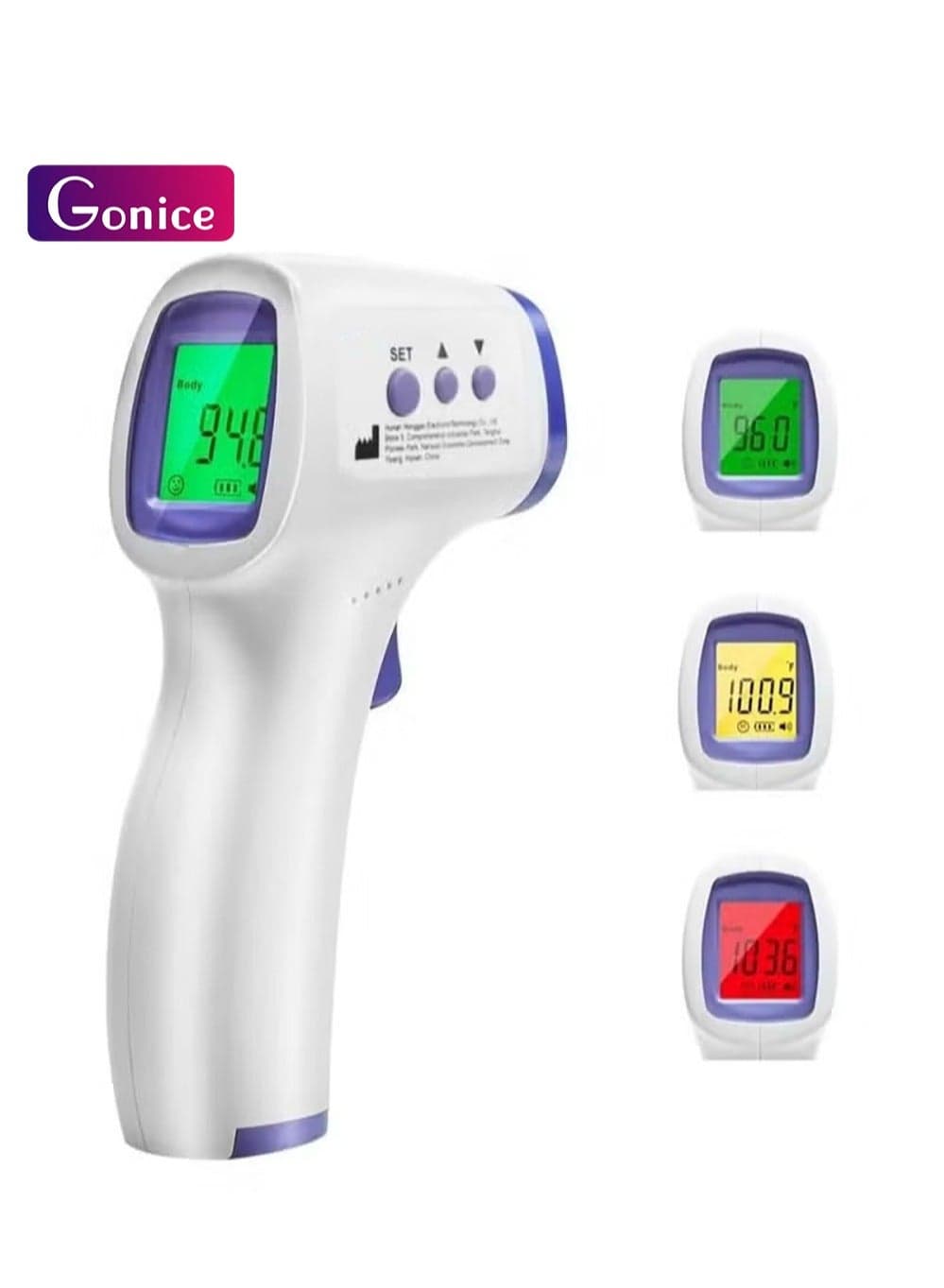 One-Click Non-Contact Infrared Thermometer with 3-Color Fever Alert, 1-Second Measurement & Multi-Use Function