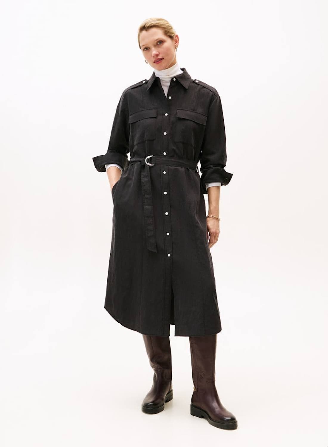 Relaxed Midi Belted Utility Dress