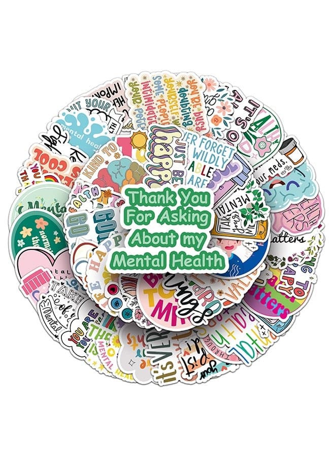100Pcs Mental Health Stickers Mental Health Matters Awareness Vinyl Laptops Decals Kids Teens Adults Gifts Therapist Water Bottles Bumper Helmet Book Decorative Doctor Reward Stickers