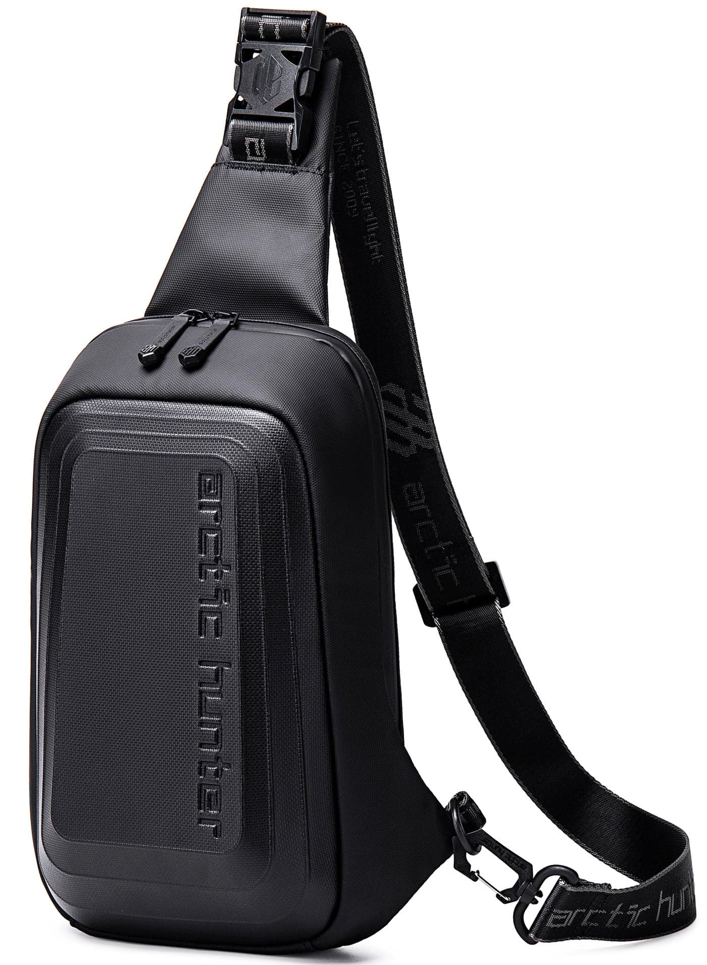semi hard shell crossbody bag water resistant anti theft unisex fashion shoulder bag for travel business casual use xb00126 black
