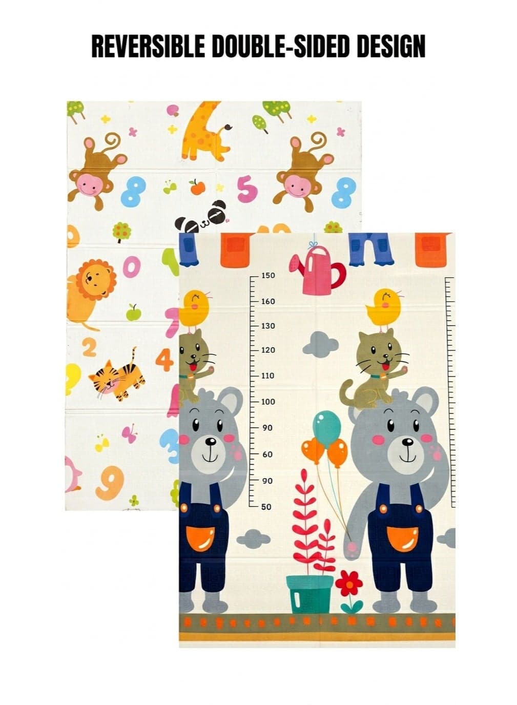 Foldable Baby Play Mat Double-Sided Waterproof XPE Foam Crawling Mat with Animal & Cartoon Designs