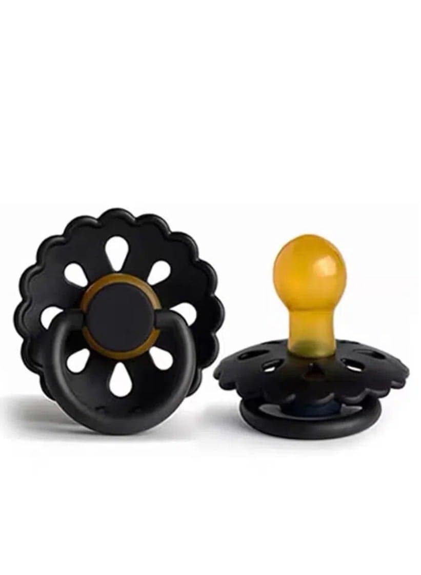 Baby Pacifiers | 1-Pack Soothers | Flowers Nipple | BPA-Free Natural Latex Food Grade | Super Soft Bite Resistance | Sleep Anti-Flatulence | Baby Teething Toy | Black