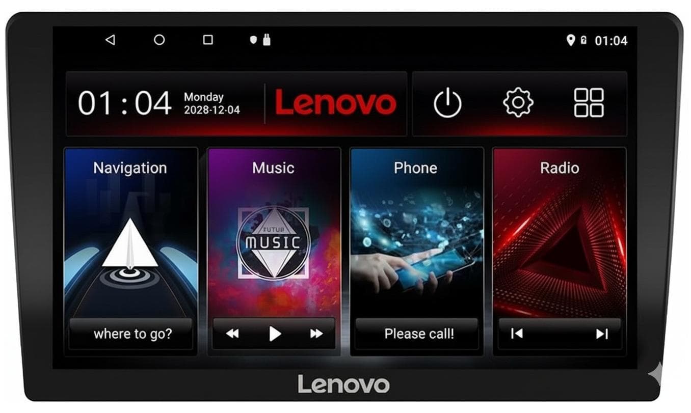Lenovo 10 Inch 2K Android Car Stereo 4GB RAM 64GB ROM Support Apple Carplay Android Auto Wireless Bluetooth USB Video Audio Playback High Definition Screen