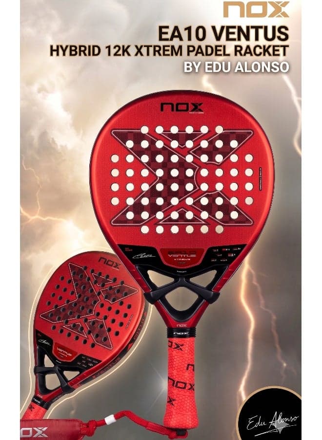 EA10 Ventus Hybrid 12K Xtrem Padel Racket by Edu Alonso – Teardrop Shape, Dynamic Power & Control, 12K Carbon Build