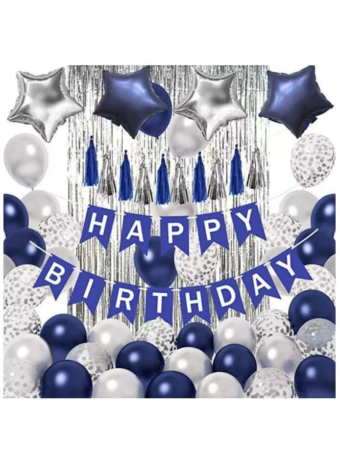 Birthday Party Decoration Set Blue and Silver Birthday Party Decoration Theme Set Happy Birthday Banner
