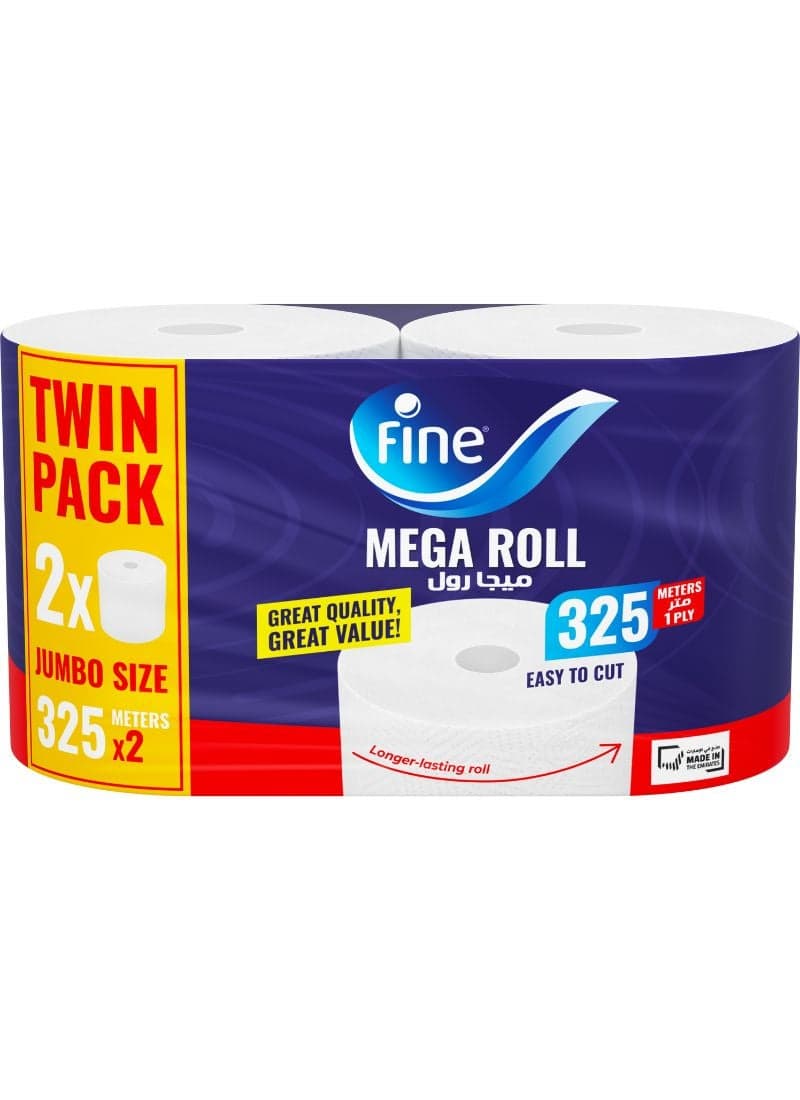 Kitchen Towel 1500 Sheets 1 Ply Pack of 2 Rolls White 325meter