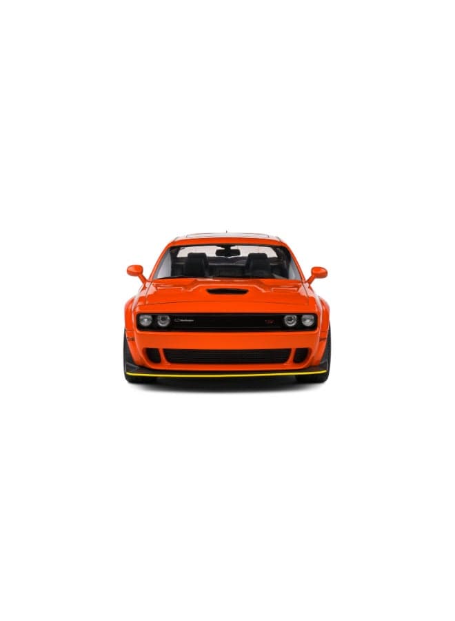 Solido Dodge Challenger R/T Scat Pack Widebody Hazzard Tribute 2023 Diecast Model Car, 1:18 Scale, Opening Front Doors, Steerable Wheels, Official Dodge Collector Display Model, Orange