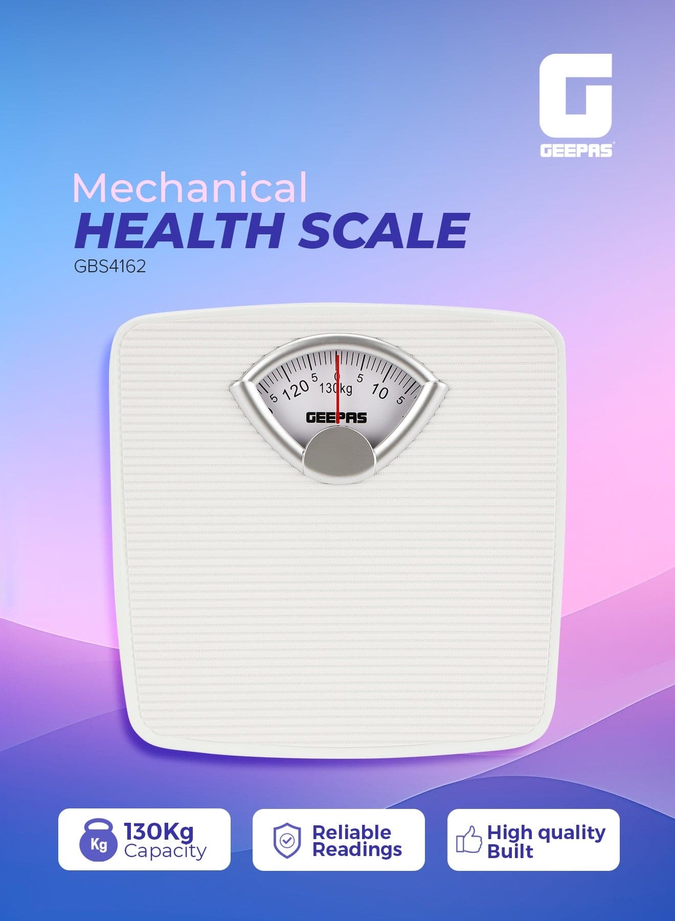 Mechanic Health Scale , Multi-Purpose Weighing Machine with High Precision | Dial Readings, Weighing Machine for Human Body-Weight Machine, 130 KG Capacity, Bathroom Scale, With Step On Technology