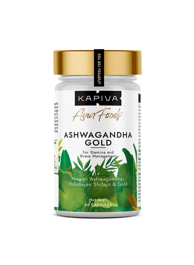 Ashwagandha Gold Capsules, Helps Stress Management, Improve Energy, Stamina For Men And Women 60 Capsules