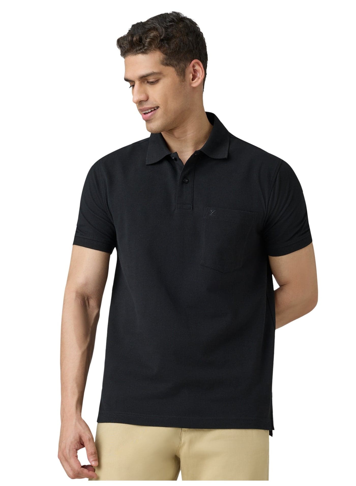 Code Super Combed Cotton Men's Polo T-Shirt Black