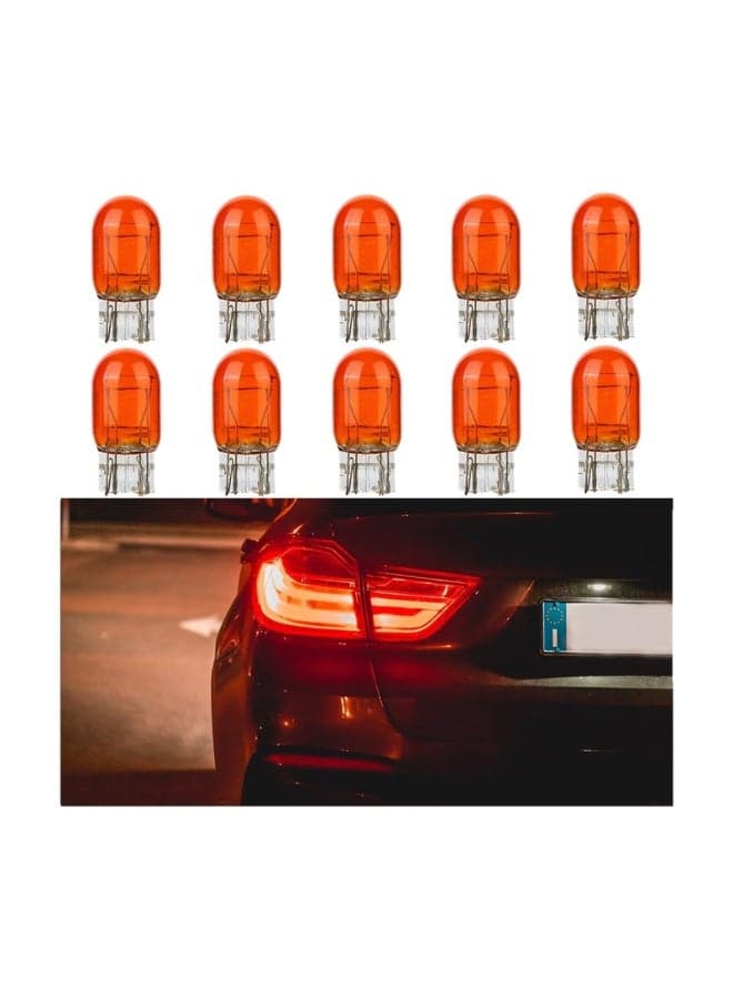 10PCS Car T20 1891/7443 Dual Wire Brake Bulb, 12V 21/5W Ultra Bright Vehicle Turn Signal Tail Light, Micro Auto Indicator Lighting Replacement Accessories, Universal for Most Cars Amber
