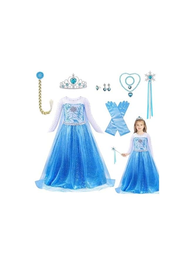 Home Smart Snow Queen Costume with Accessories for Girls Beautiful Dress Up for Party Favor or Any Special Occasion