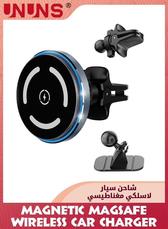 For Magsafe Car Mount Wireless Charger, Magnetic Fast Charging Compatible With iPhone 15/14/13/12/Pro/Pro Max/Plus/Mini/Magsafe Case, Air Vent And Stick On Dashboard Car Phone Holder