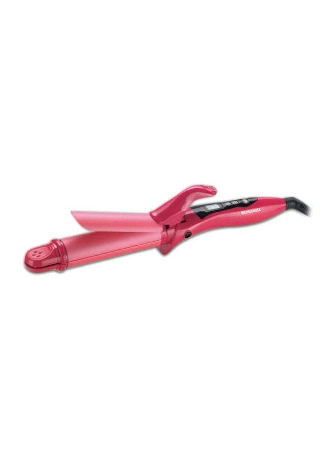2in1 Hair Curler And Straightener with Ceramic Coated Barrel LED Display 360 Swivel Cord On And Off Switch Hair Styling Tool Curler Straightener with Power 45W 300grams SHC-3005 Pink 300grams