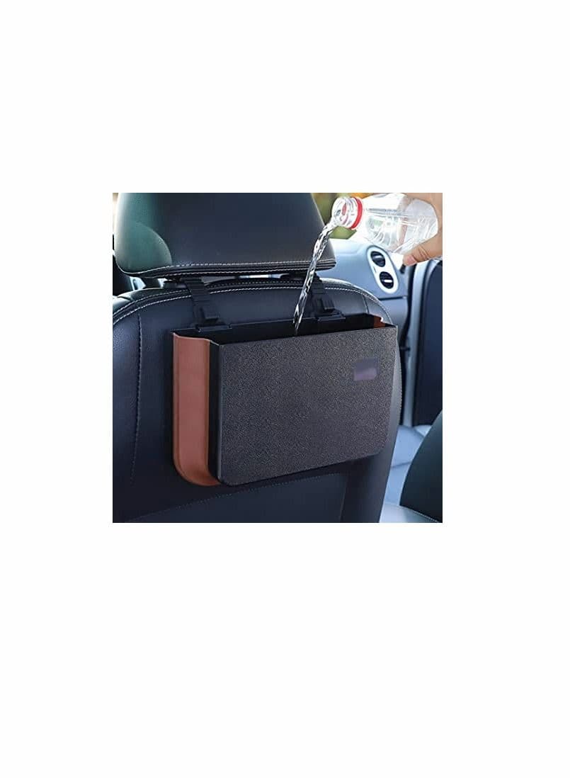 Waterproof Car Back Seat Garbage Bag with Clip,Hanging Trash Can, Collapsible Portable Small Organizer Holder Storage Pockets Container, Mini Bin for Front Accessories