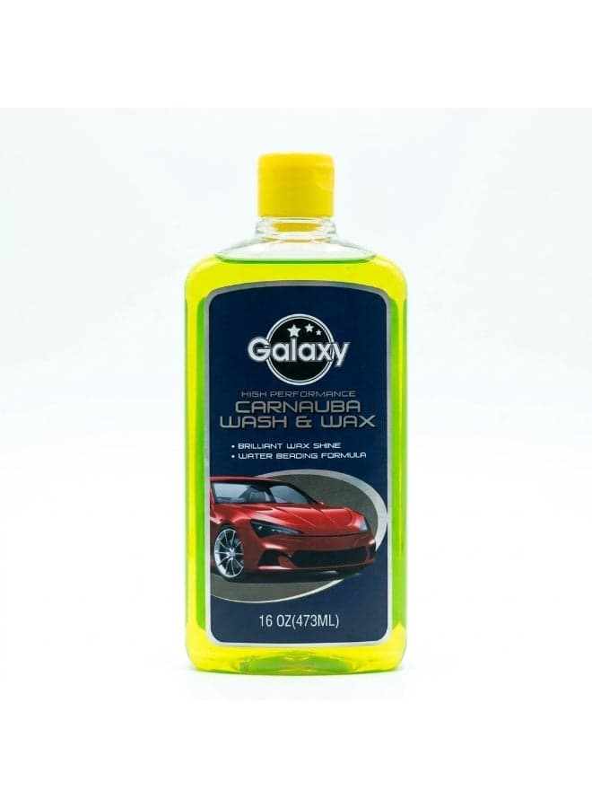 Carnauba Wash & Wax - 16 oz (473ml) Car Shampoo with Brilliant Wax Shine & Water Beading Formula - Premium Auto Detailing Soap for Professional Results