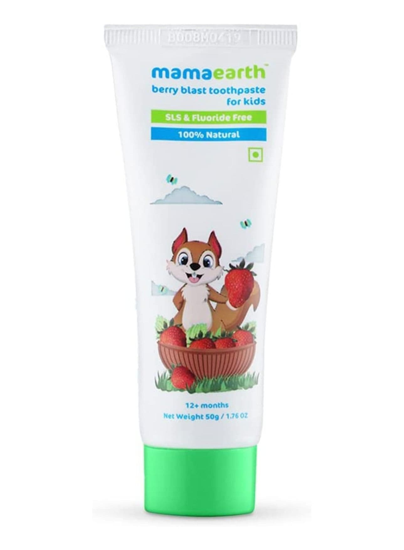 Mamaearth 100% Natural Berry Blast Kids Toothpaste Fluoride Free, SLS Free, No Artificial Flavor best for baby, 50g