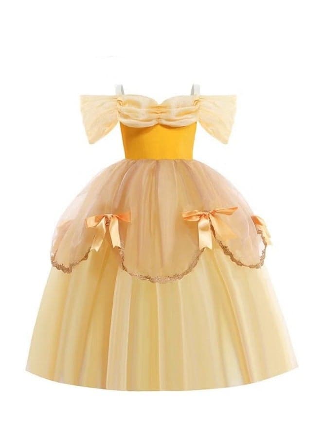 Princess Dress, Elegant Princess Dress Up Costume for Girls, Gorgeous Princess Tutu with Off Shoulder and Spaghetti Straps Design, Made of Breathable Soft Polyester, Great for Fancy Dress Parties, 120CM
