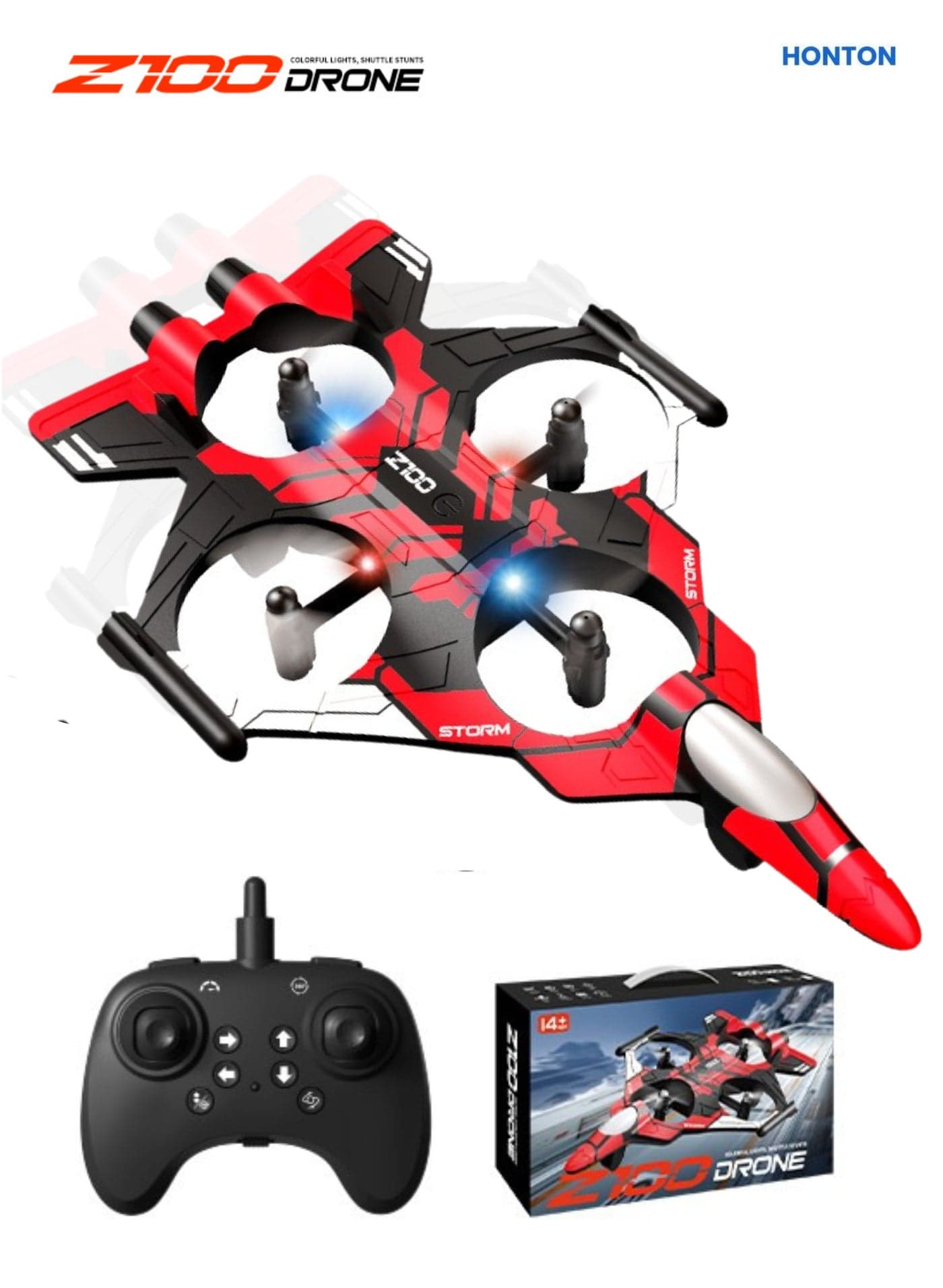 Z100 2.4GHz RC Aeroplane Drone Plane Remote Control Toy with LED Lights USB Charging Ready To Fly for Beginners Kids Adults